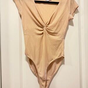 FAVLUX Light Beige V-Neck Bodysuit
